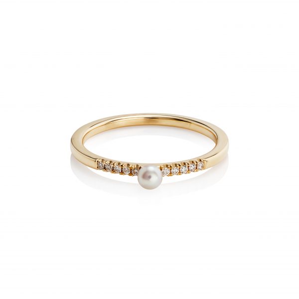 White Pearl and Diamonds Ring